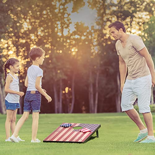 OUTBALL Classic Flag Cornhole Set 3’x2’ Regulation Size with Carrying Bag & Bean Bags