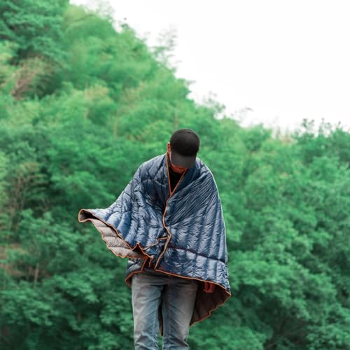 ZOOOBELIVES Dark Blue Down Camping Blanket 650 Fill Power Packable 79x54in