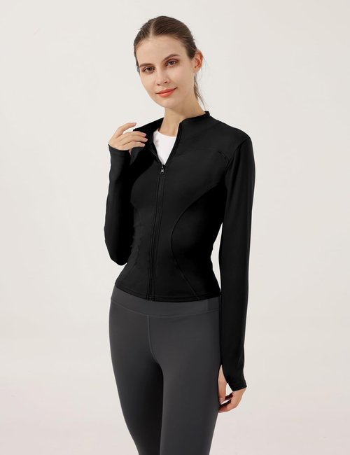 Gacaky Women's Athletic Track Jacket - Slim Fit, Lightweight, Full Zip with Thumb Holes | Perfect for Running