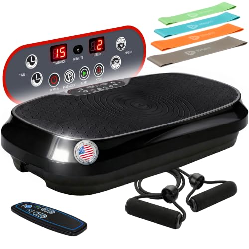 Lifepro Waver Mini Vibration Plate Exercise Machine with Resistance Bands - Black