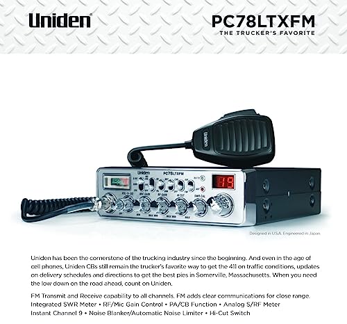 Uniden 40-Channel CB Radio with Dual-Mode AM/FM, SWR Meter, PA Function