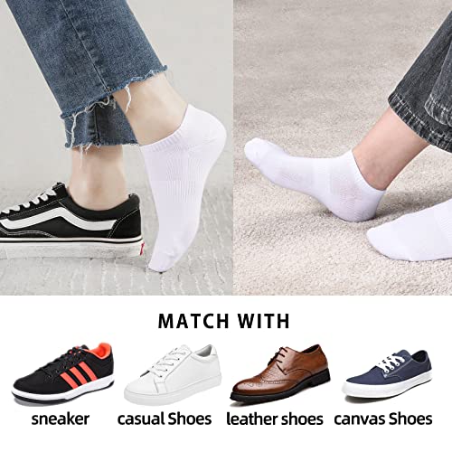Ankle Socks for Women & Men 12 Pairs Thin Low Cut No Show Cotton Socks - White 5-7 / 8