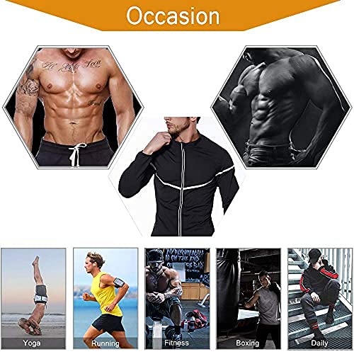 Sauna Suit for Men Sweat - Long Sleeve Shirt Jacket Workout Body Shaper Zipper Top Slimming Fitness Trainer Gym