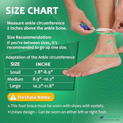 JOMECA Large Foot Drop Brace with Dual-Dial Support for Walking - Adjustable Tension, Shoe Compatibility