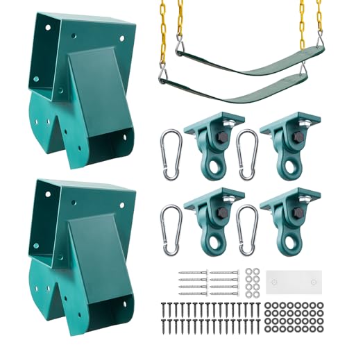 Heavy-Duty Swing Set Brackets with 2 Seats & Hardware for Backyard Playground