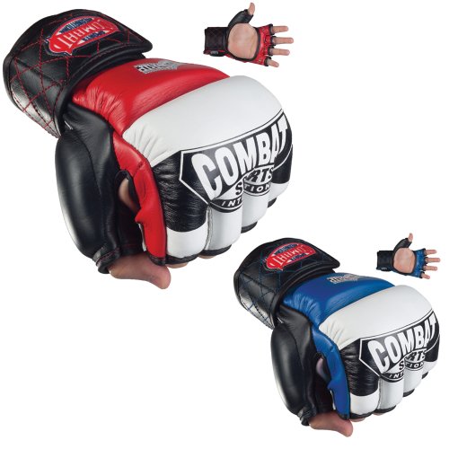 Combat Sports MMA Amateur Competition Gloves Large Blue - Leather Fight Gloves