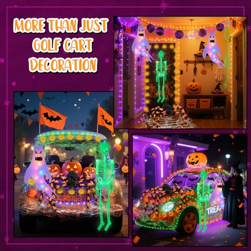 Halloween Glow in Dark Golf Cart Decoration Kit - 12 Pieces for Festive Outdoor Decor
