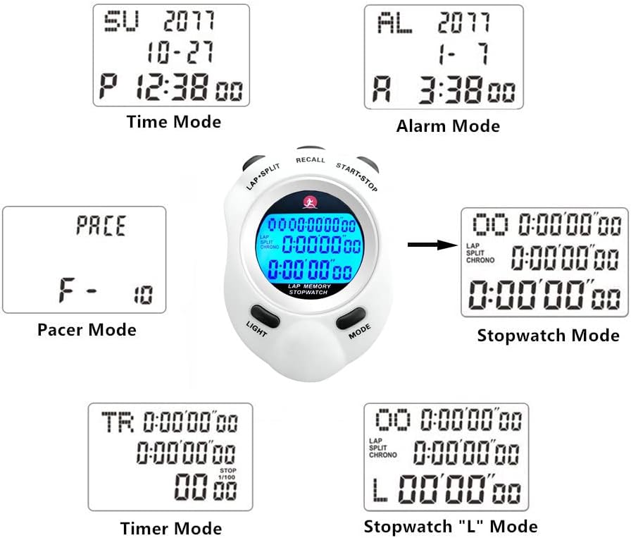 Skiennix Stopwatch - Metal Sports Timer with 10/100/400 Laps, 0.01s Precision & Countdown Alarm