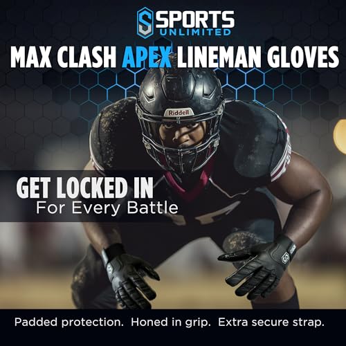 Men's White Football Lineman Gloves Max Clash Apex Padding Large