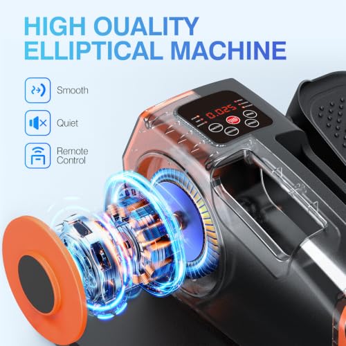 DUREXO Orange Under Desk Elliptical with Remote Control & 12 Speeds – Portable Leg Exerciser for Seniors & Office Use