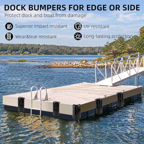 6 Pack Dock Bumpers Fenders Marine-Grade Impact Protectors for Boat & Dock - Black