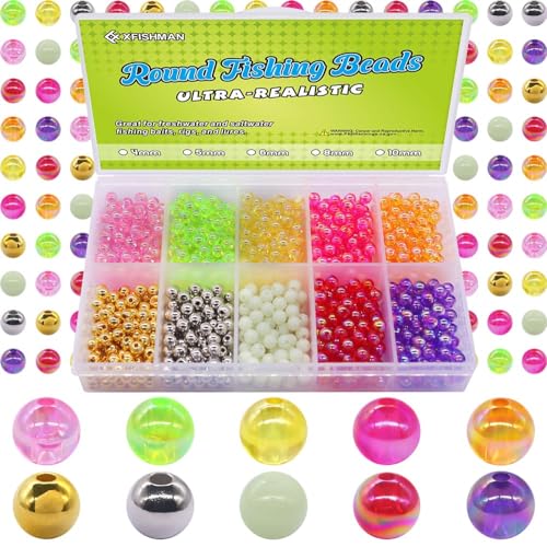 XFISHMAN 5mm Fishing Beads Assortment 1000 Pieces - Saltwater & Freshwater Tackle