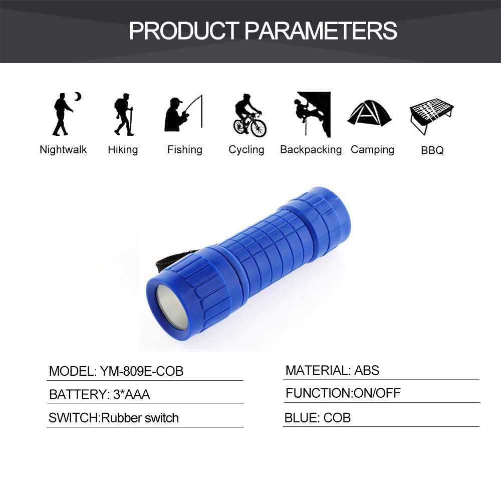 Whaply 6-Pack Small Mini Flashlight Set, 5 Colors, COB LED Handheld Flashlight with Lanyard,18-Pack AAA Battery Included for Kids/Night Reading/Party/Camping/Emergency/Hunting