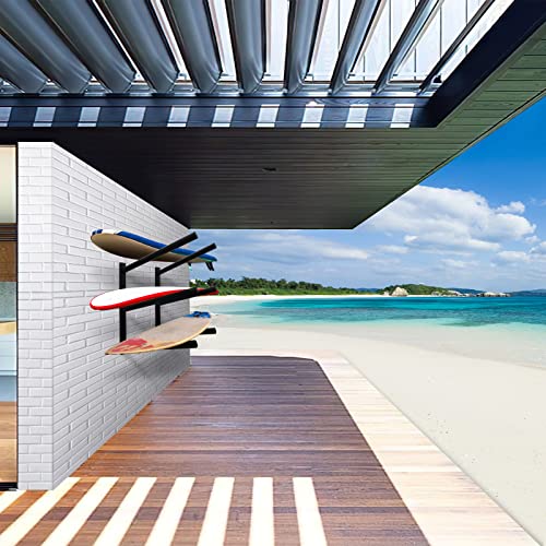 Heavy Duty Wall-Mount Surfboard Rack 3-Layer Paddle & Longboard Storage
