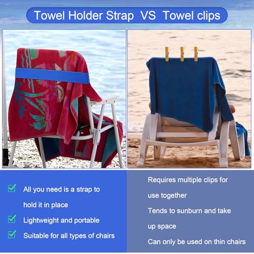 Jexine 12 Pcs Blue Towel Bands Clips for Beach & Cruise - Stretchable Chair Straps