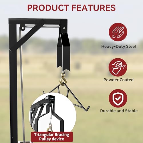 YITAMOTOR 500LB Truck Hitch Deer Hoist with Swivel & Adjustable Height