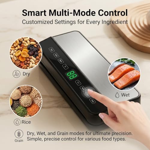Powerful Vacuum Sealer Machine with UV Sterilization, Adjustable Temps & External Hose