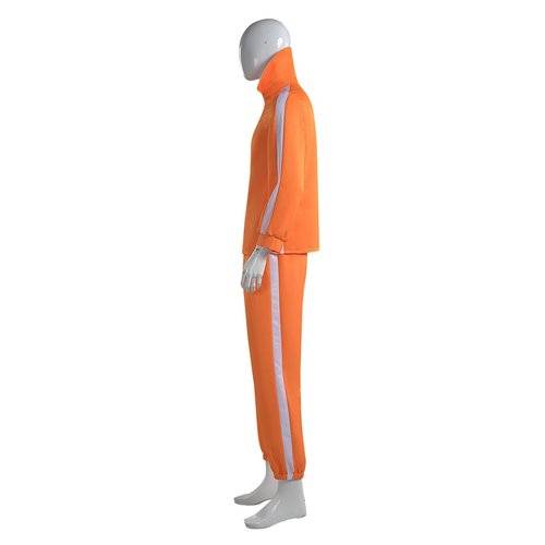 Gocos Adult Men Orange Tracksuit Uniform Sports Suit Zipper Jacket Top Sportswear with Glasses Wig (US, Alpha, 3X-Large, Regular, Regular, style3)