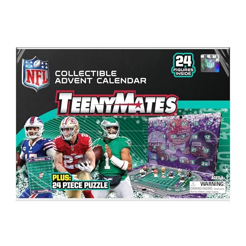 Teenymates NFL 2025-26 Advent Calendar with 24 Team Color Action Figures, Holiday Countdown