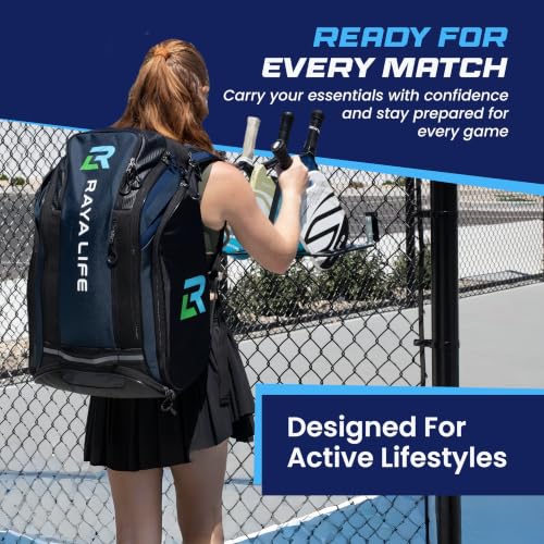 Navy/Black Oversized Waterproof Pickleball Backpack with Shoe Compartment & Fence Hook