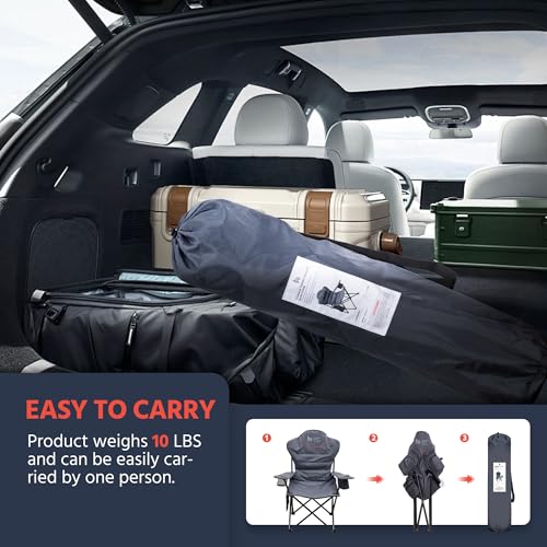 OUTSIDER Heavy Duty Folding Camping Chair with Cooler - Gray 1/2