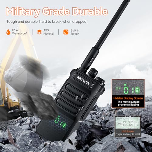 2-Way Radio Long Range with Hidden Screen for Warehouse - 4 Pack