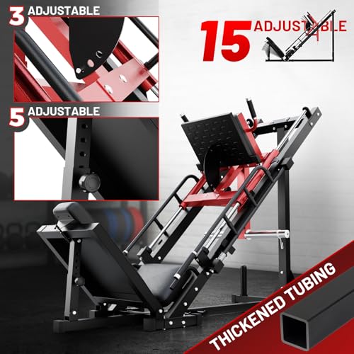 RitFit Red Leg Press & Hack Squat Machine with Linear Bearings, 1200LB Capacity