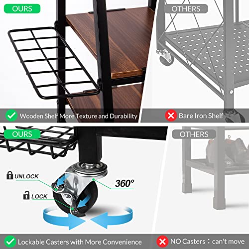 2pcs Golf Bag Storage Rack with Wooden Shelf & Lockable Wheels - Fits 2/3 Golf Bags & Accessories