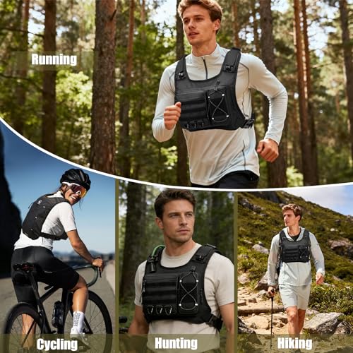 ONETOALL Running Vest with 2L Leakproof Water Bladder, Chest Pack for Hunting with Insulated Compartment for Men & Women Running, Cycling, Camping, Hiking, Skiing