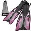 Pink Adjustable Open Heel Snorkel Fins for Men & Women - S/M (EU 38-42) with Carry Bag