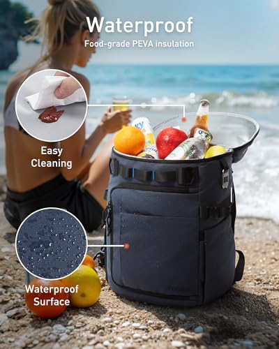 TOURIT Slate Blue Backpack Cooler with 38 Cans, Dual Insulated Compartments