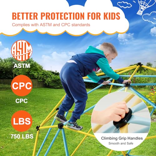 10FT Kids Climbing Dome with Swing & Cushion - Outdoor Playground Equipment
