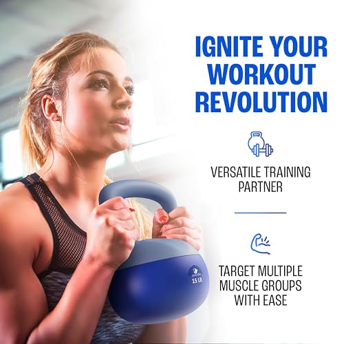 15LB Blue Kettlebell for Strength Training, Safe Home Workout Equipment