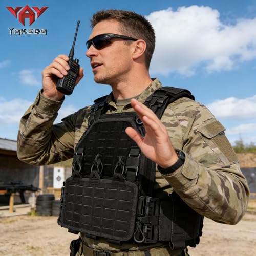 Men's Tactical Outdoor Vest - 1000D Nylon, Quick Release, Black, One Size