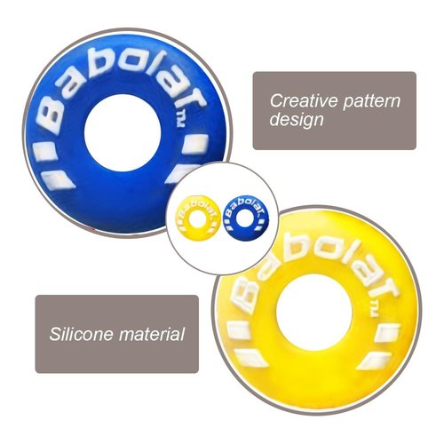 XIXILINRUIYUN 4 Piece Rubber Tire Shape Vibration Dampener Perdurable Tennis Racket Shock Absorber Soft Tennis Accessory Great for Tennis Players (Blue&Yellow)