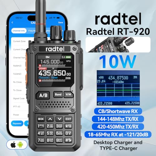 Long Range Walkie Talkie 8W Two-Way Radio with NOAA Weather Alert, Bluetooth Programmable