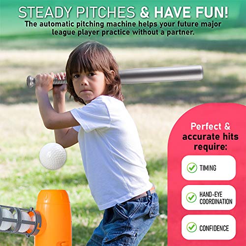 Kids Auto Baseball Pitching Machine Set with Bat and 10 Balls - Outdoor Sports Toy