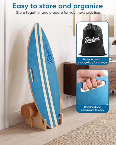 Adult Balance Board with Handle & Storage Stand - Durable Canadian Maple Wood