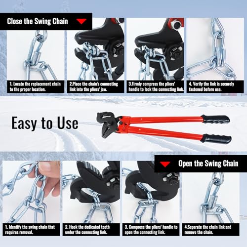 YHK 23-Inch Snow Tire Chain Repair Pliers, Heavy-Duty Chain Opening & Closing Tool