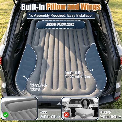 AYAMAYA SUV Air Mattress with Rechargeable Cordless Pump for Car Camping