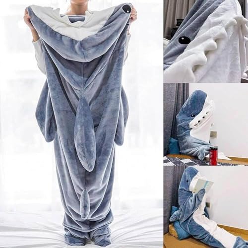 Adult Shark Blanket Hoodie with Fin & Tail - XXXL for 69-73 Inch Height