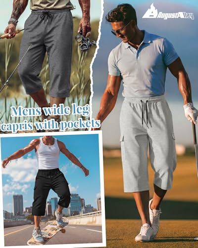 August Alley Men's Cargo Shorts 5-Pack – Black, Gray, White Heather, Large