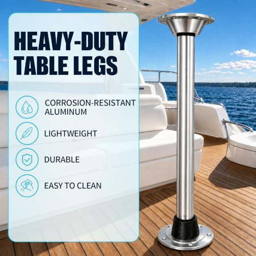 29 Inch Marine Aluminum RV & Boat Table Pedestal - Silver, Heavy-Duty Support