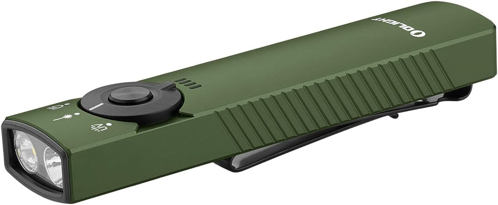 OLIGHT Arkfeld Pro Rechargeable EDC Flashlight - 1300 Lumens Green Beam & UV LED Combo | Portable Pocket Size