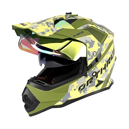Orthrus Halo XL Dual Sport Motorcycle Helmet DOT Certified UV Visor Intercom Slot