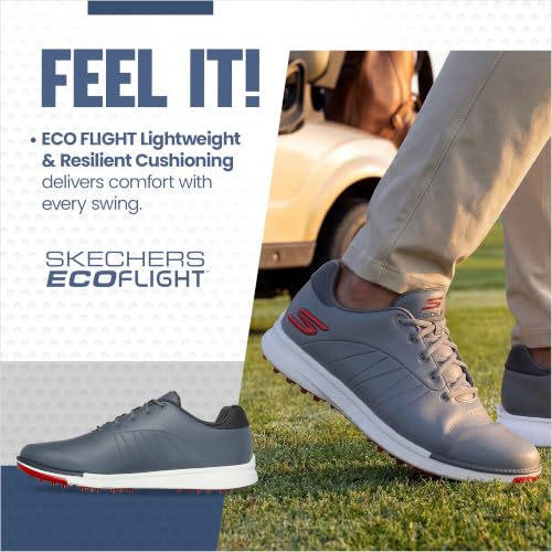 Skechers Men's Tempo Waterproof Golf Shoes 10.5 Wide Gray/Red