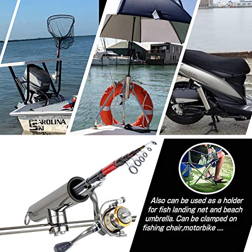 AMYSPORTS 4PCS Stainless Steel Trolling Rod Holders Side Mount Adjustable Kayak Boat