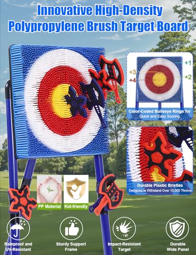 Stiatu Axe Throwing Game Set for Backyard & Indoor Play with 8 Foam Axes & Stars