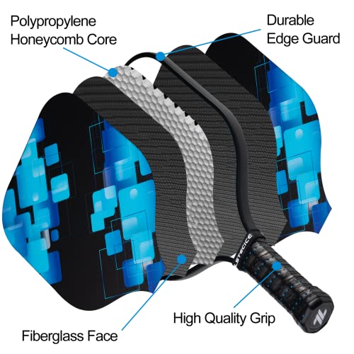 Pickleball Paddles Set of 4 - Fiberglass Paddles with Honeycomb Core, Lightweight, Multi-Color