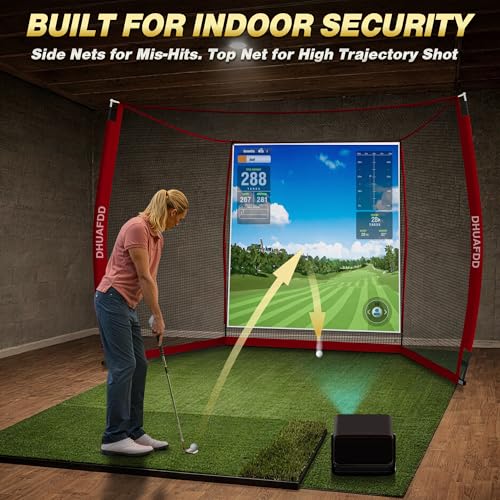 Golf Simulator Cage 10x8 FT with Impact Screen & Heavy-Duty Frame